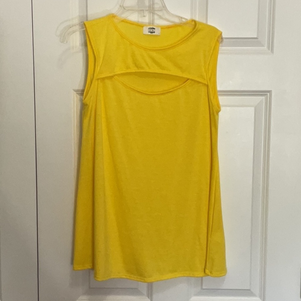Vibrant Yellow Sleeveless Cut Out Tank Top